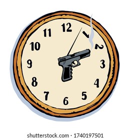 Verschwende Zeit. Das symbolische Konzept. Zeichnung
