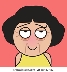 Closeup Uma Senhora Fatigada Com Olhos Cansados, Linhas Finas E Ilustração De Personagem De Desenho Animado Conceito Oco