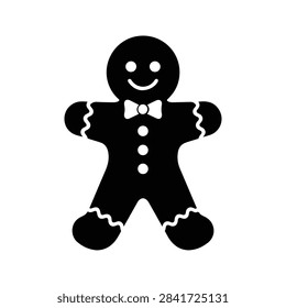 Close-up of a festive gingerbread man cookie decorated with white icing and a cheerful smile, perfect for holiday celebrations and baking themes.
