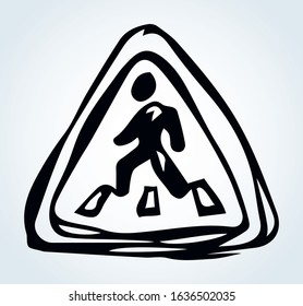 Closeup flat public pupil pass walker action way care law info plate logo element set. Outline black hand drawn business safe alert rule button concept design sketch. Doodle cartoon white line style
