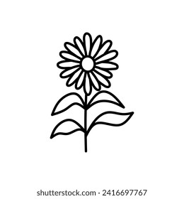 Closeup of a flower with leaves on a white background. Suitable for nature, gardening, floral design, and natural beauty concepts.