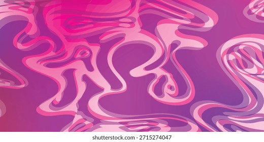 A close-up of a fluid, abstract pattern with swirling shapes in shades of pink and purple, resembling liquid metal or marbled paint.