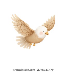 Closeup of flying white dove bird
