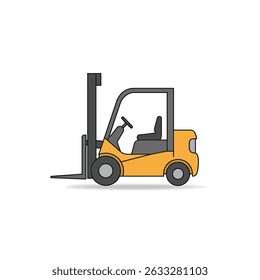 Closeup Forklift Truck with Driver Operating Warehouse Logistics Operations