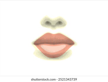 Primer plano de cuatro labios femeninos gorditos. collage de arte