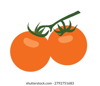 Close-up of fresh, ripe tomatoes hanging on the vine in a natural setting.