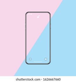 Close-up of the front of a smartphone with a cut out screen. With an empty place for your advertising. 3D rendering.