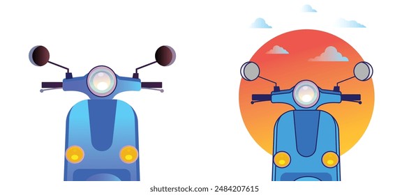 close-up front view of scooter on white background illustration