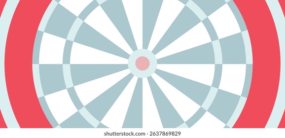 A close-up, full-frame shot of a stylized dartboard with a clean, modern aesthetic