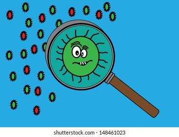 A Close-Up of a Germ on a Blue Background. Vector