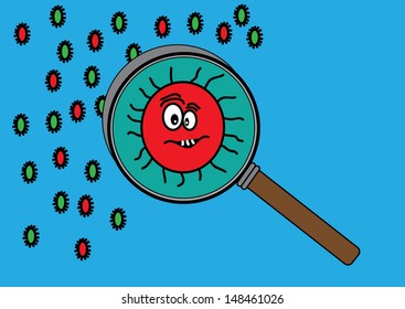 A Close-Up of a Germ on a Blue Background. Vector