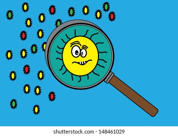A Close-Up of a Germ on a Blue Background. Vector