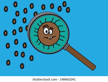 A Close-Up of a Germ on a Blue Background. Vector