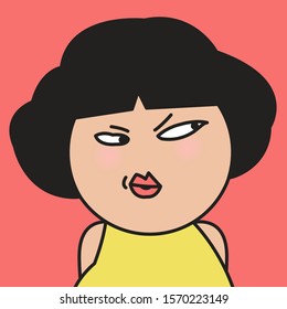 Closeup Girl With Fierce Eyes Concept Card Character illustration