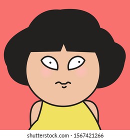 Closeup Girl With Fierce Looking Concept Card Character illustration