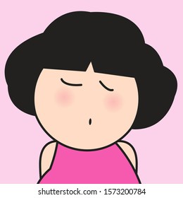 Closeup Girl With Lazy Sleeping Face Concept Card Character illustration