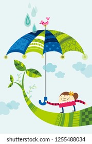 Close-up of girls holding umbrella