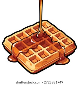 Primer plano de un waffle marrón dorado rociado con jarabe dulce.