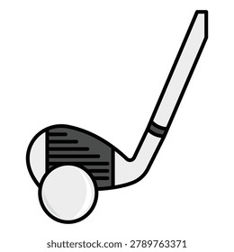 Close-up of a golf iron club placed behind a Titleist golf ball on a green grass field during a sunny morning, vector color