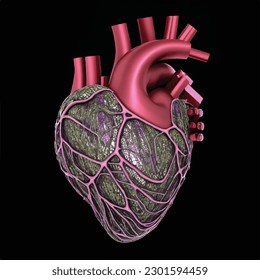 closeup graphic of cyborg heart vector illustration