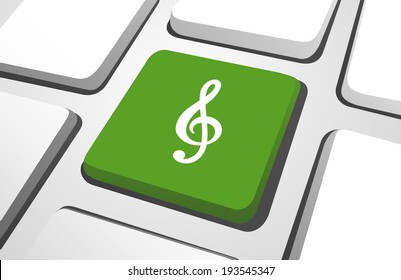 Cierre de la barra de trébol verde sobre un botón de teclado.