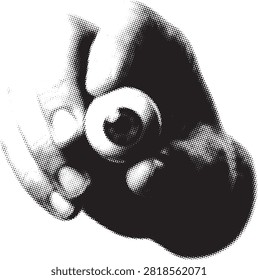 Close-up halftone hand gesture with stark contrast and shallow depth of field. Ideal for marketing campaigns demanding impactful visual direction.