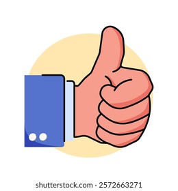 A close-up of a hand giving a thumbs-up gesture, symbolizing approval, success, and positivity.