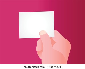 Closeup of hand holding a small piece of paper with copyspace vector concept