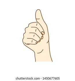 Closeup of the hand showing thumbs up sign