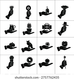 Closeup of hands holding different objects