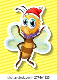 Closeup happy bee flying with yellow background