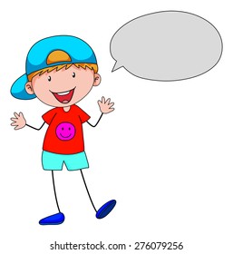 Closeup happy boy with the speech bubble