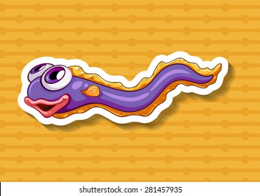 Closeup happy eel swimming alone