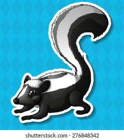 Closeup happy skunk with blue background