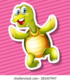 Closeup happy turtle on pink background