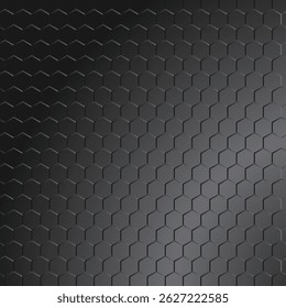 Textura de fundo preto hexágono em close-up. Vetor de ilustrações