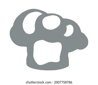 Closeup high old french kitchen's bonnet. Outline black ink pen hand drawn headwear emblem design retro art doodle line contour silhouette print style. Close up view light paper text space backdrop