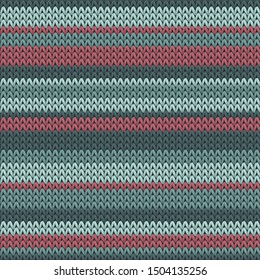 Closeup horizontal stripes knitting texture geometric vector seamless. Plaid knitwear structure imitation. Traditional seamless knitted pattern. Winter holidays wallpaper.