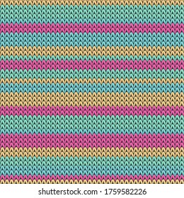 Closeup horizontal stripes knitting texture geometric vector seamless. Fair isle sweater knitwear structure imitation. Winter seamless knitted pattern. Christmas spirit backdrop.