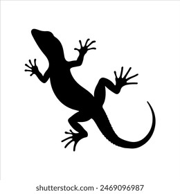 Closeup house lizard silhouette isolated on white background. Lizard icon vector illustration design.