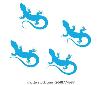 Closeup house lizard silhouette isolated on white background. Vector illustration, Silhouettes of a Gecko, simple stylized silhouettes of geckos in a neutral brown and black tone against.
