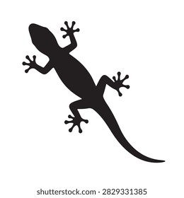Closeup house lizard silhouette isolated on white background. Lizard icon vector illustration design