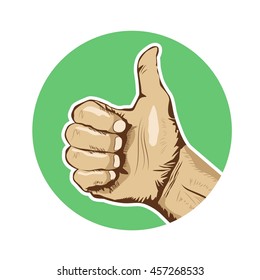 Closeup of human hand giving thumbs-up