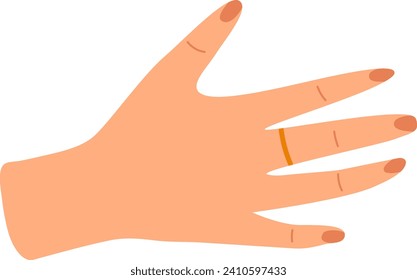 Close-up of a human hand showing an open palm. Simple hand illustration with flat design. Human body part, gestures vector illustration.