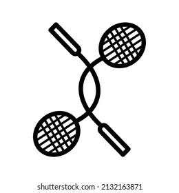 Close-up icon badminton racket, isolated on white background.