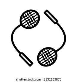 Close-up icon badminton racket, isolated on white background.