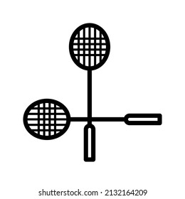 Close-up icon badminton racket, isolated on white background.