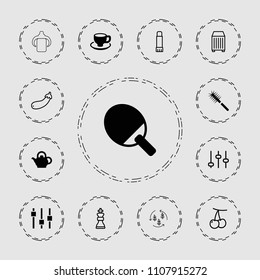 Closeup icon. collection of 13 closeup filled and outline icons such as coffee cup, teapot, cherry, adjust, ping pong racket. editable closeup icons for web and mobile.