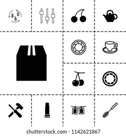 Closeup icon. collection of 13 closeup filled and outline icons such as cherry, cherry, cargo container, screwdriver, glue pen. editable closeup icons for web and mobile.