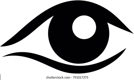 Close-up icon of a human eye in black and white